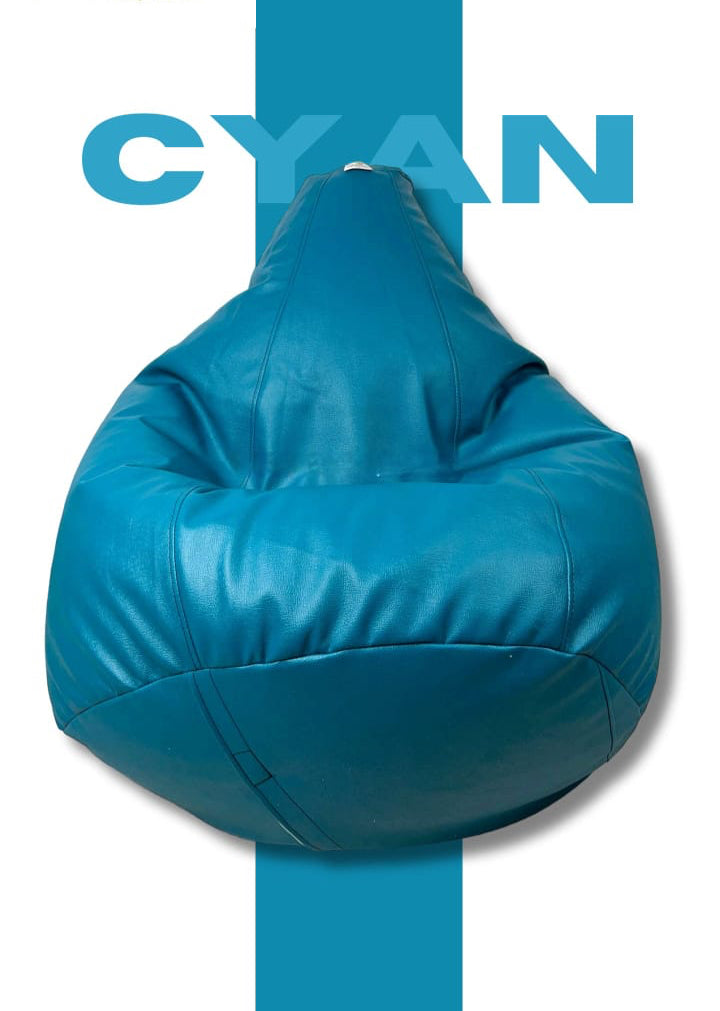 Bean Bag Premium| Leather look| Filled with beans| Your personal relaxation pod | Cyan color |