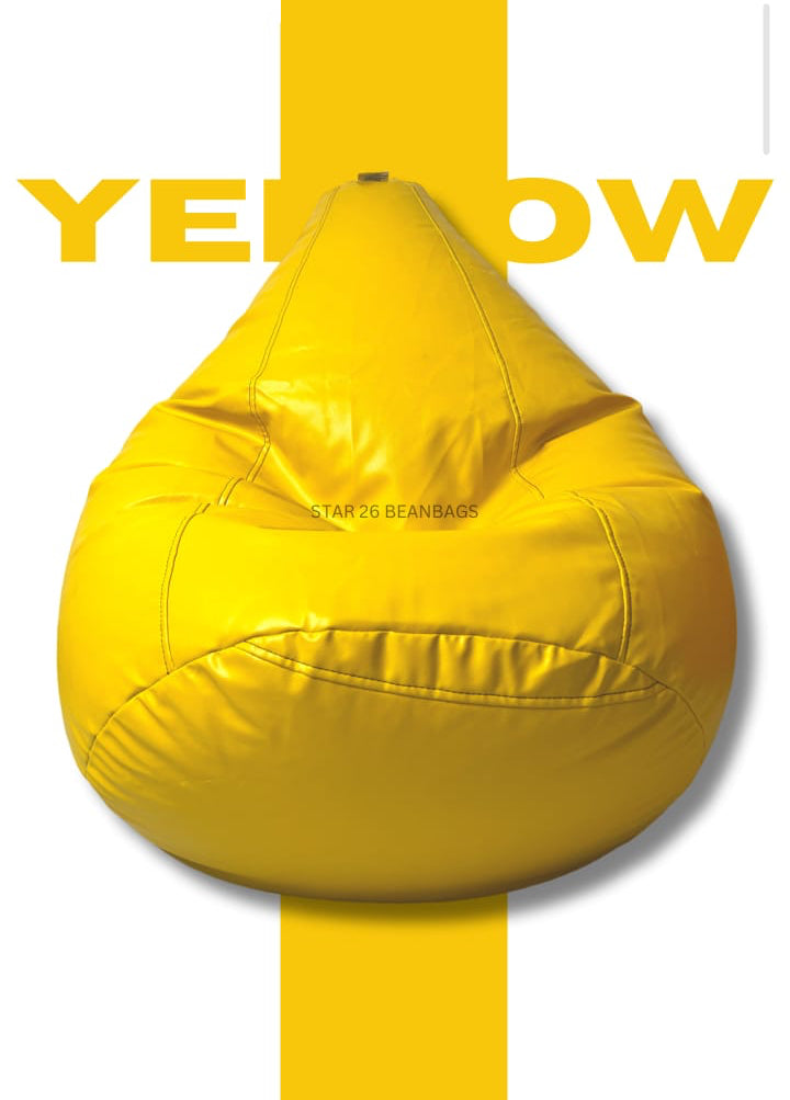 Bean Bag Premium, Leather look, Filled with beans, Yellow color.