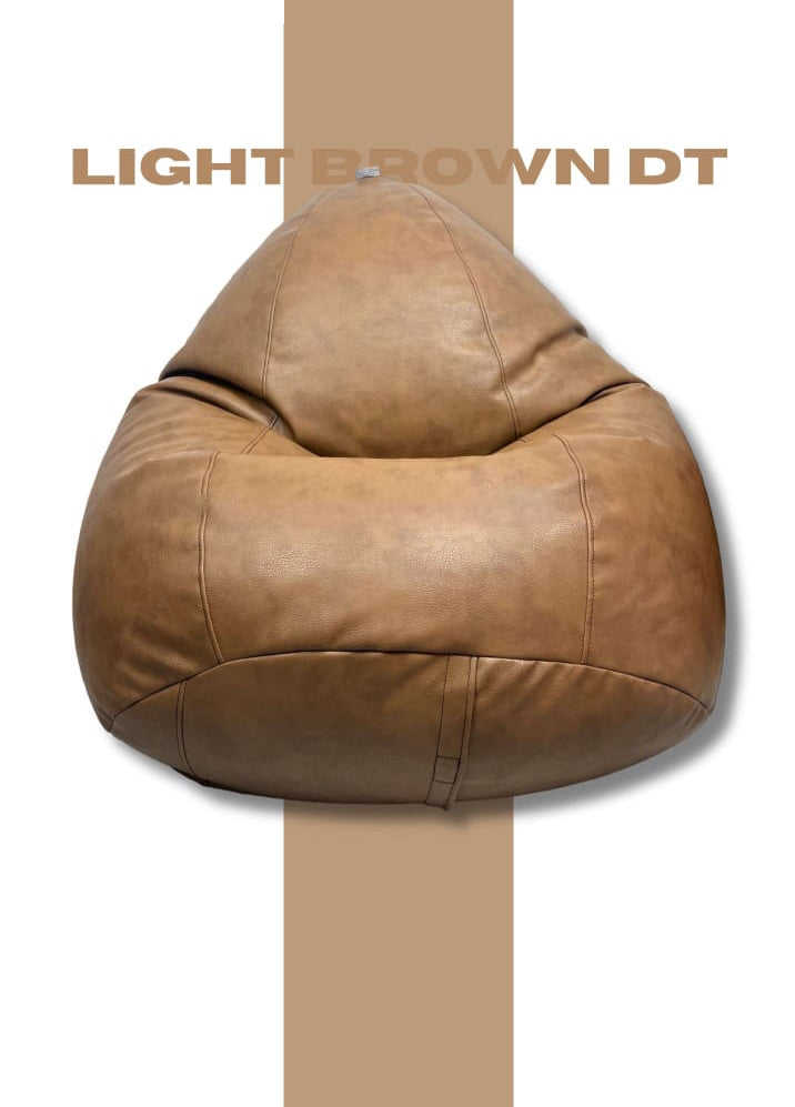 Bean Bag Premium, Leather look, Filled with beans, Light brown color