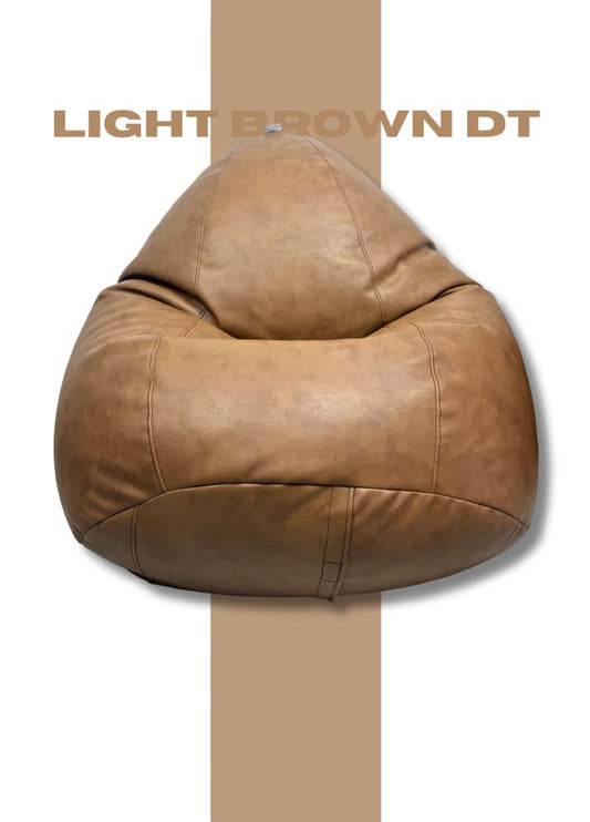 Bean Bag Premium, Leather look, Filled with beans, Your personal relaxation pod, Light brown color, XL,XXL,XXXL