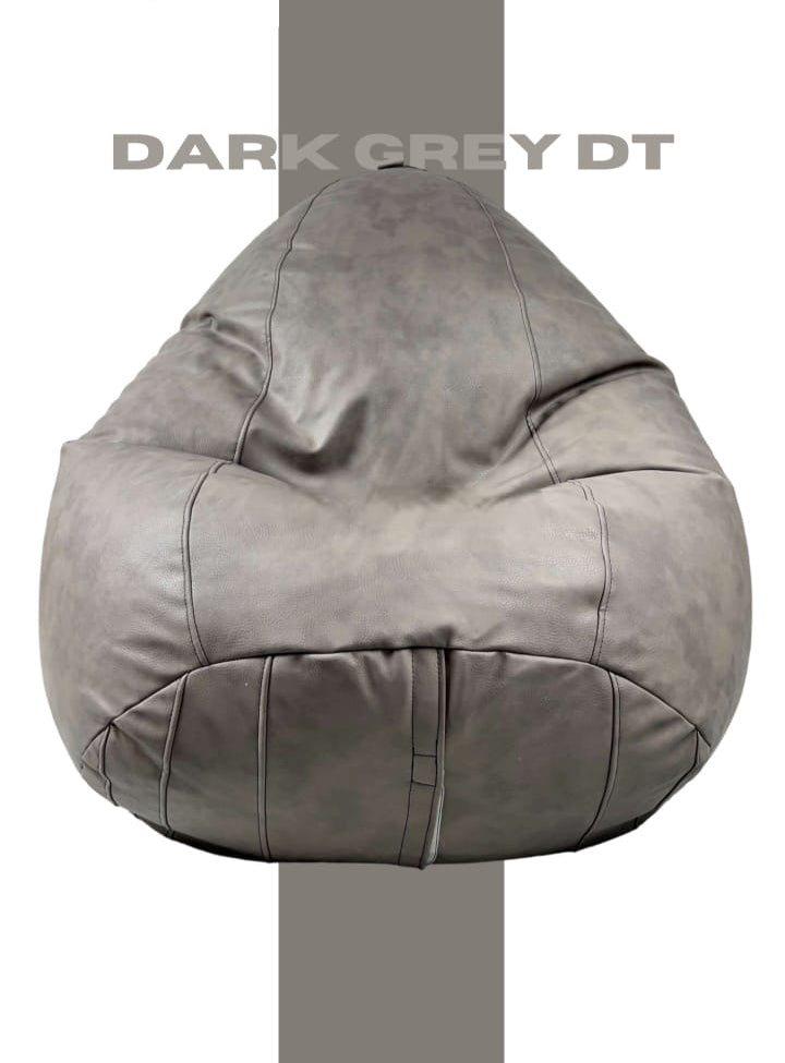 Bean Bag Premium Leather look, Filled with beans, Dark grey color