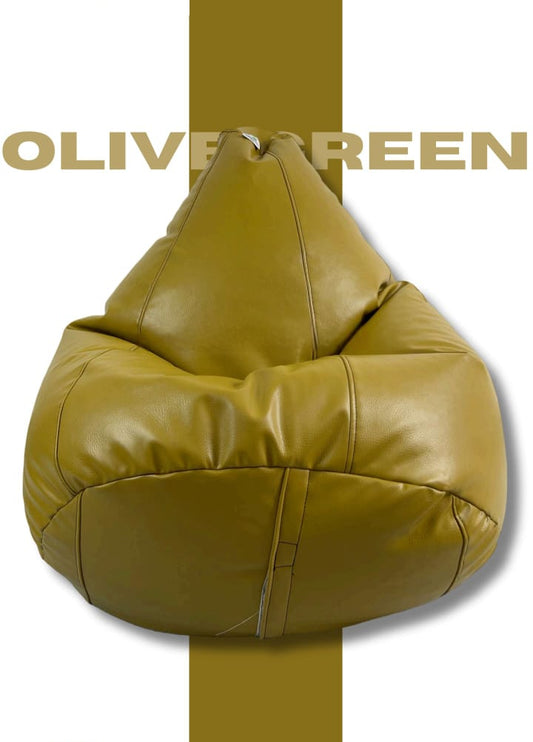 Bean Bag Premium, Leather look, Filled with beans, Your personal relaxation pod, Olive green color, XL,XXL,XXXL