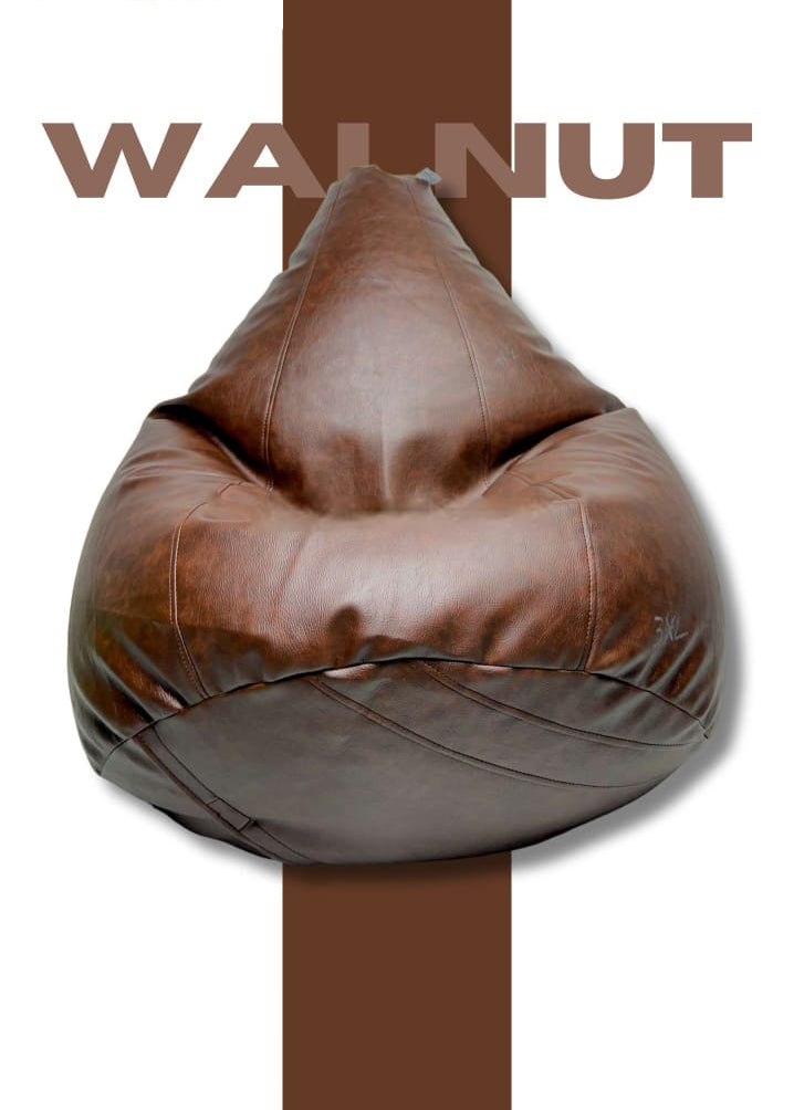 Bean Bag Premium, Leather look, Filled with beans, Walnut color