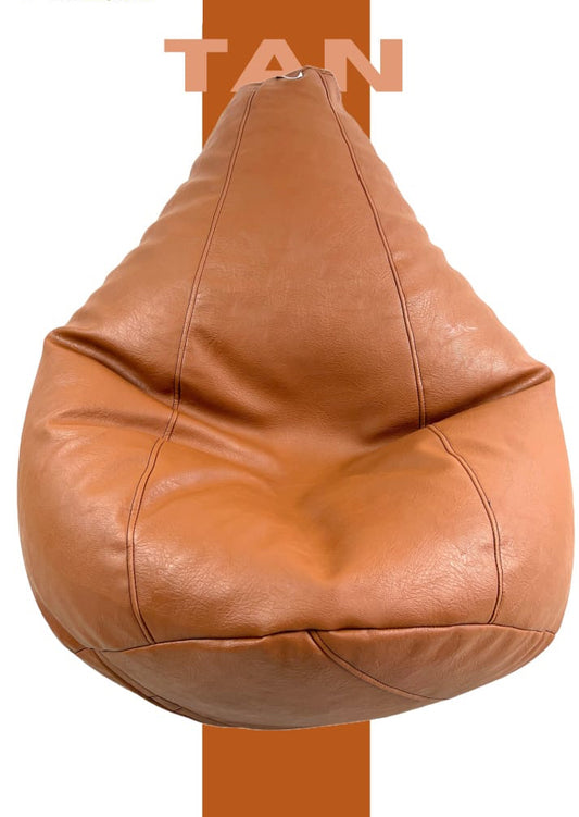 Bean Bag Premium, Leather look, Filled with beans, Your personal relaxation pod, Tan color, XL,XXL,XXXL
