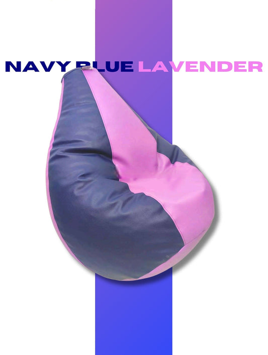 Bean Bag Premium, Leather look, Filled with beans, Your personal relaxation pod, Navy blue lavender color, XL,XXL,XXXL