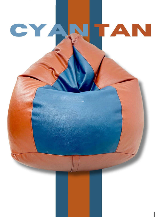 Bean Bag Premium, Leather look, Filled with beans, Your personal relaxation pod, Cyan Tan color, XL,XXL,XXXL